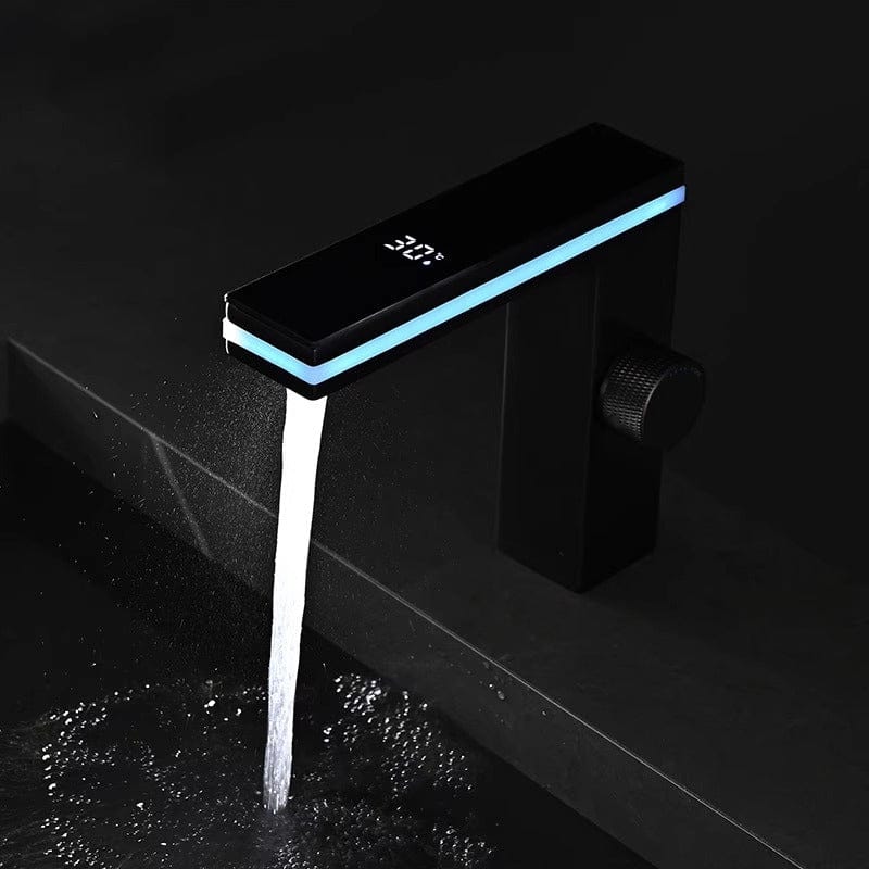 Mitigeur de lavabo led noir mat