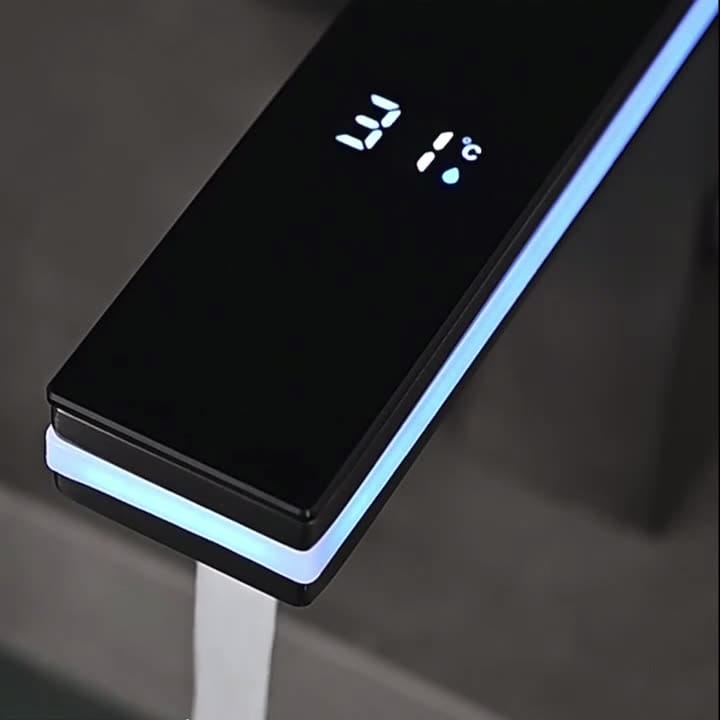 Mitigeur de lavabo led noir mat