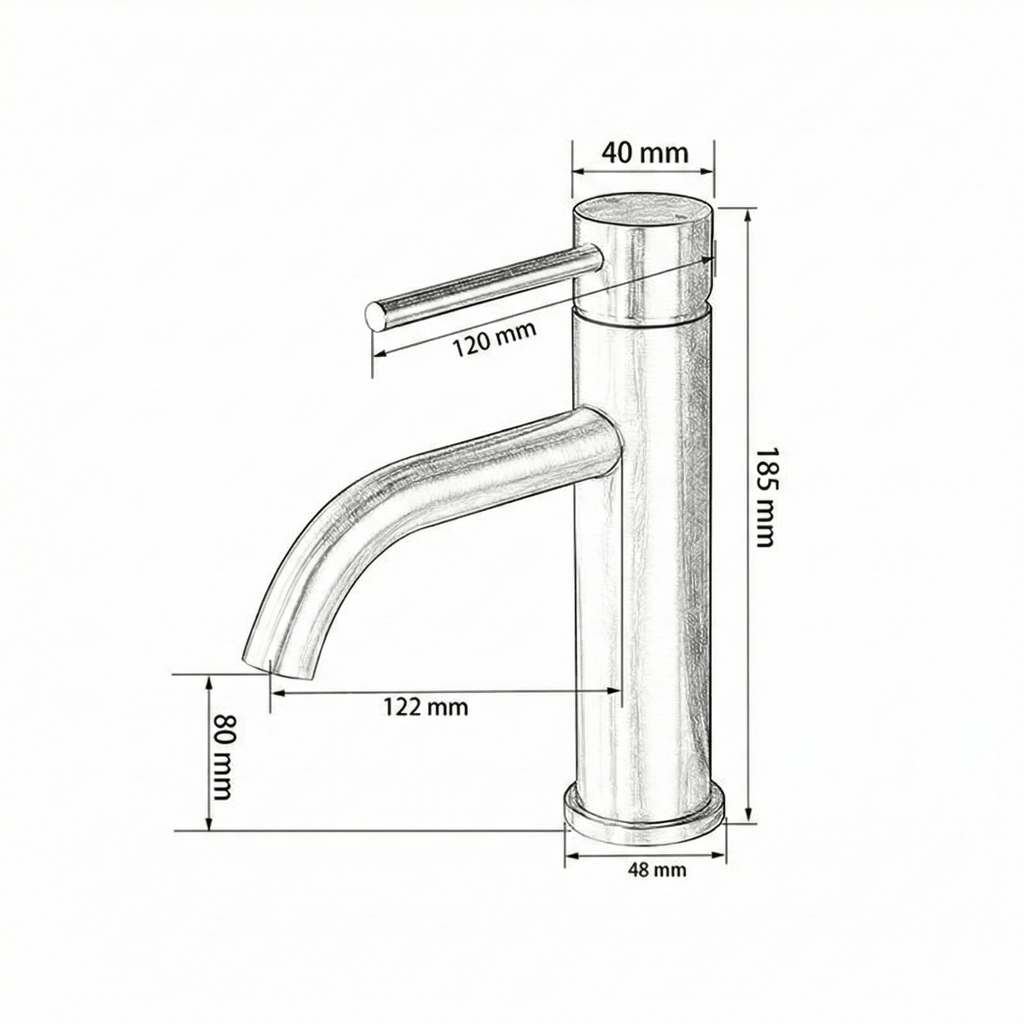 Mitigeur de salle de bain en inox gris brossé