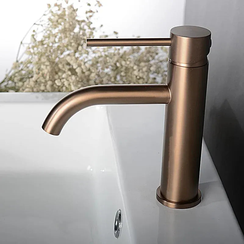 Mitigeur de salle de bain en inox or rose brossé