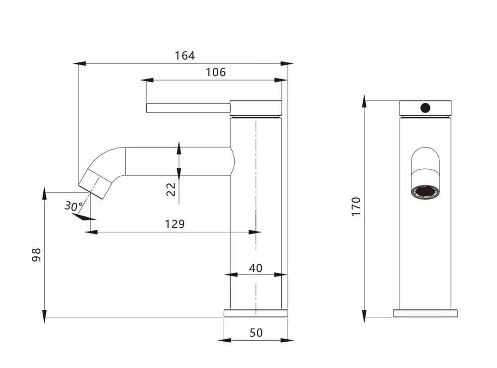 Mitigeur de salle de bain en inox or rose brossé