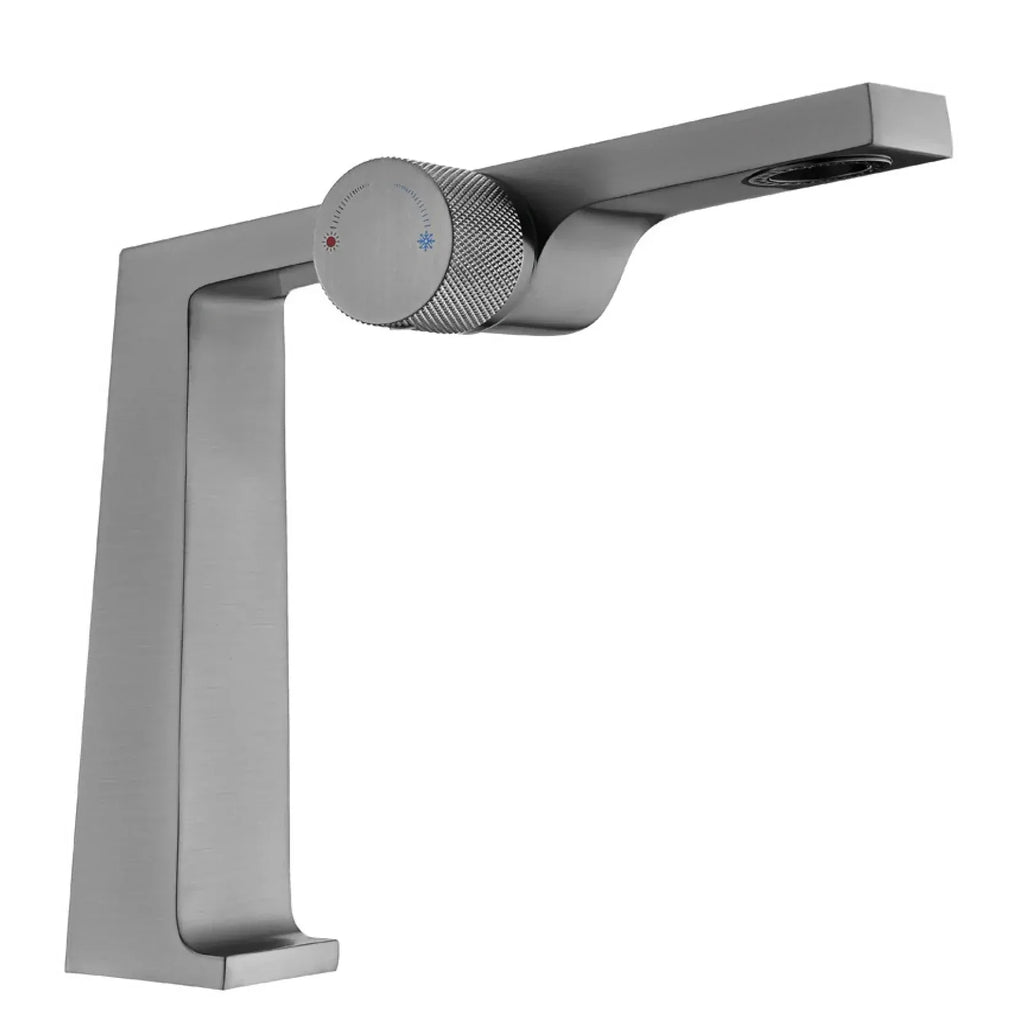 Mitigeur design pour lave main gris brossé