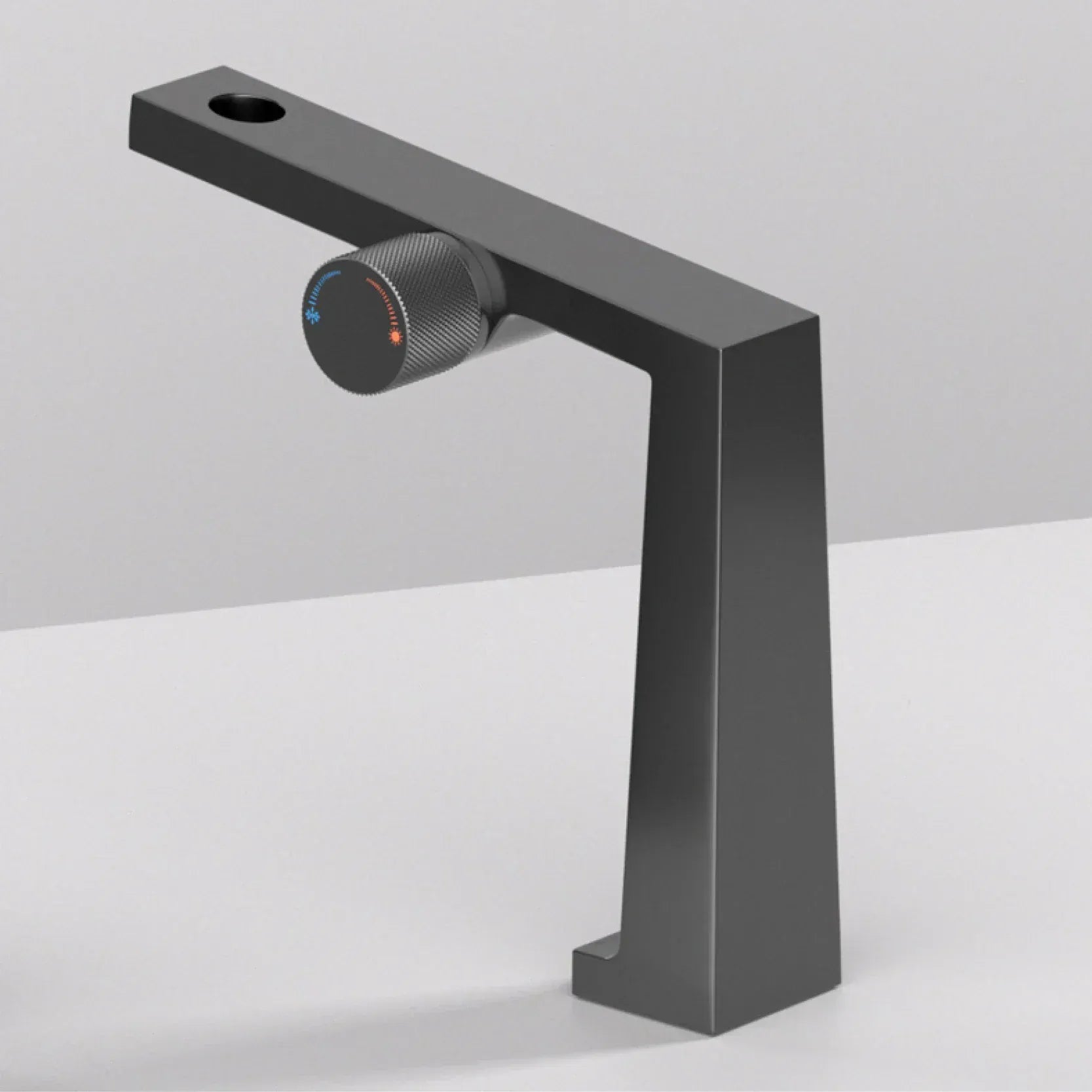 Mitigeur design pour lave main gris brossé