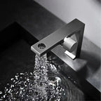 Mitigeur design pour lave main gris brossé