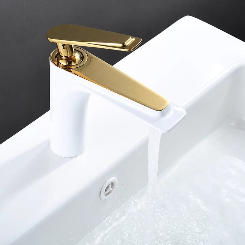 Mitigeur en or brossé blanc