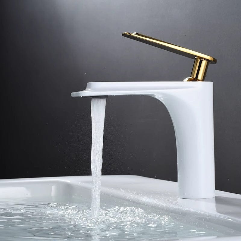 Mitigeur en or brossé blanc