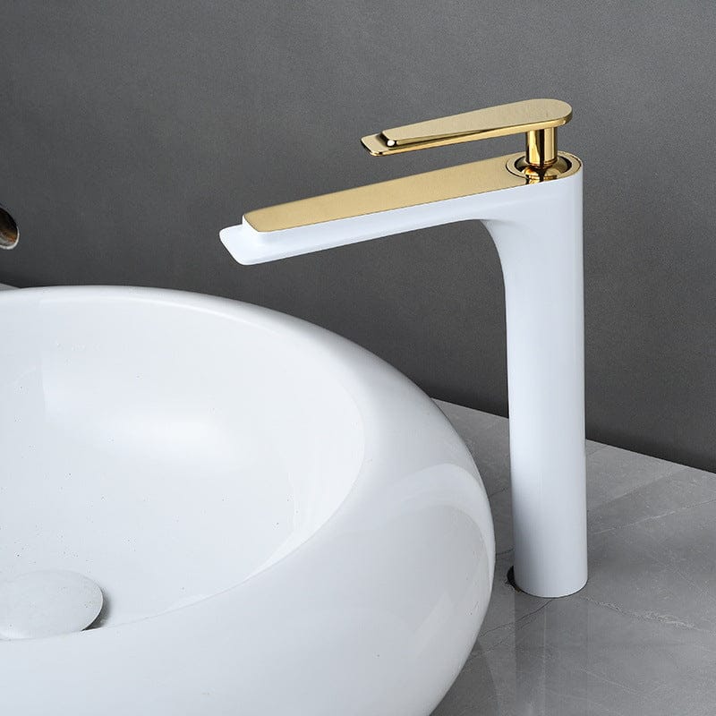 Mitigeur en or brossé blanc