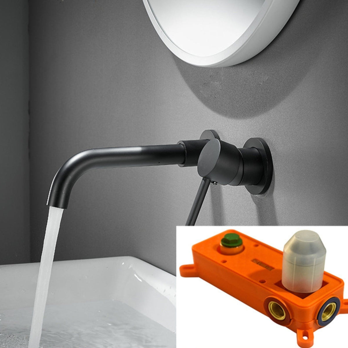 Mitigeur encastrable de lavabo noir mat