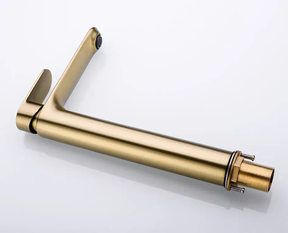 Mitigeur haut de salle de bain en or brossé