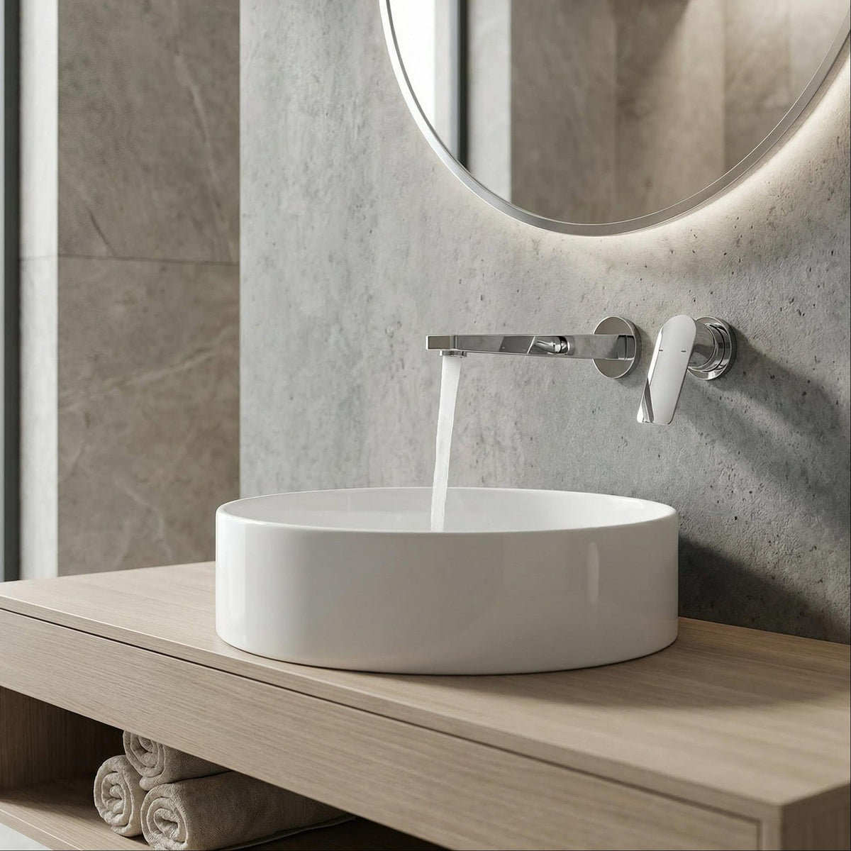 Mitigeur mural de salle de bain chromé