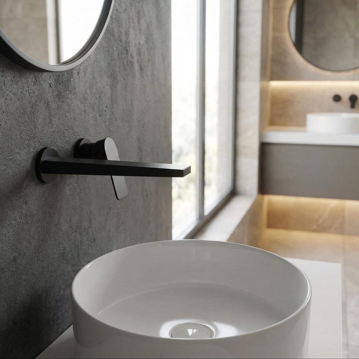 Mitigeur mural de salle de bain noir mat
