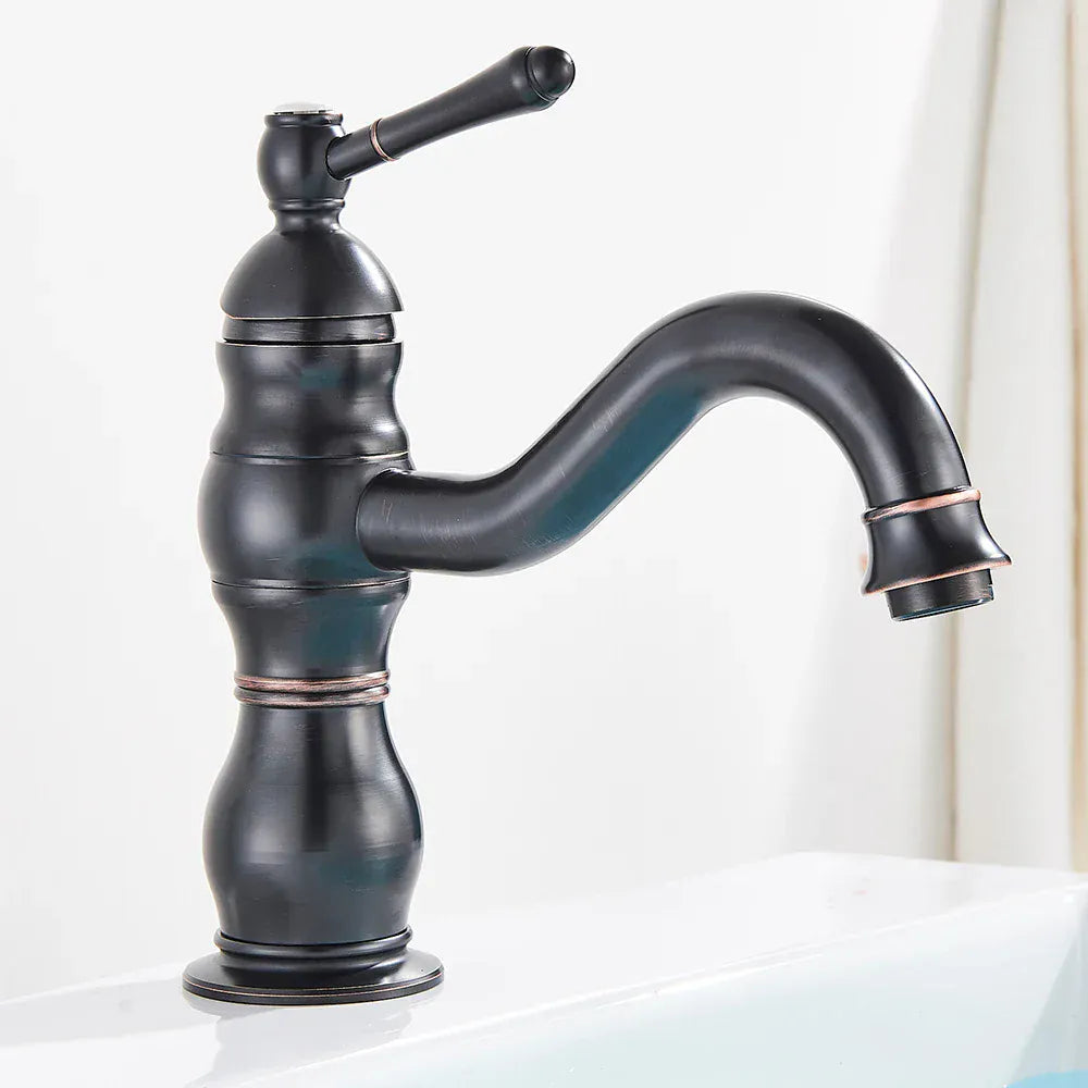 Mitigeur rétro de salle de bain noir mat