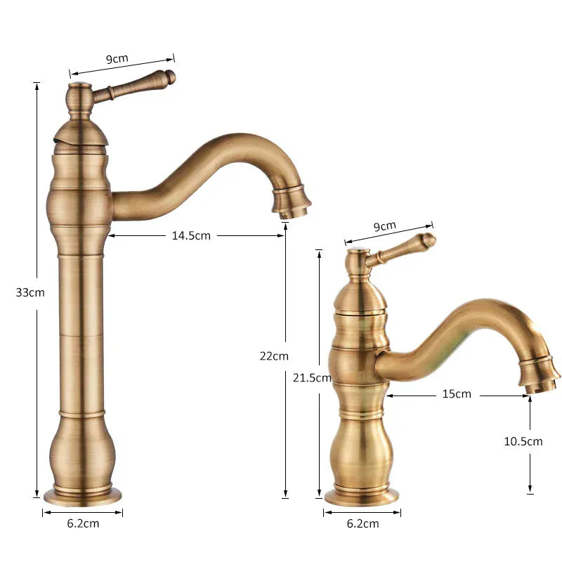 Mitigeur rétro de salle de bain or brossé