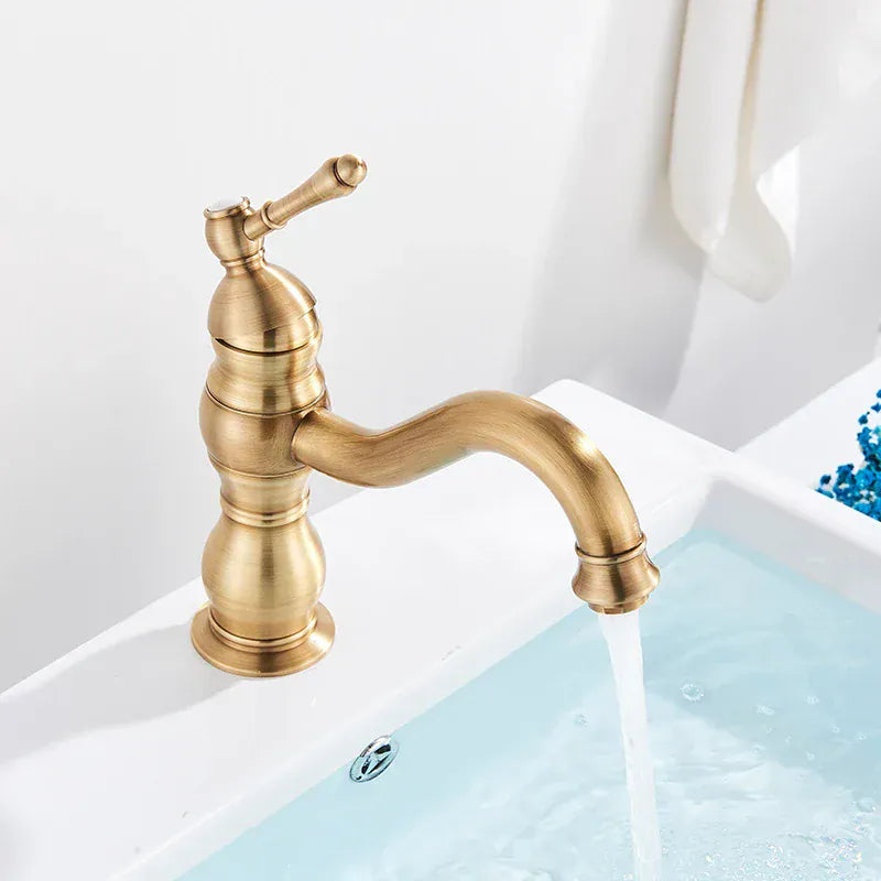 Mitigeur rétro de salle de bain or brossé