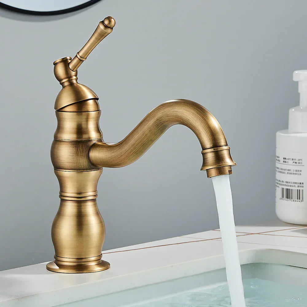 Mitigeur rétro de salle de bain or brossé