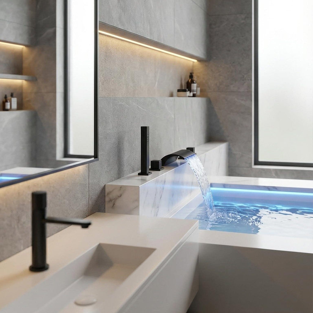 Robinet de baignoire de salle de bain noir mat