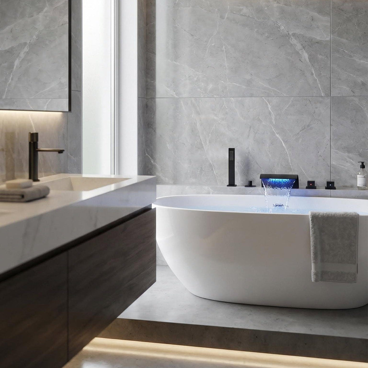 Robinet de baignoire de salle de bain noir mat