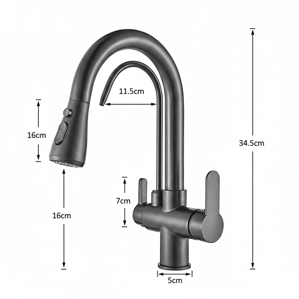 Robinet de cuisine avec douchette chromé