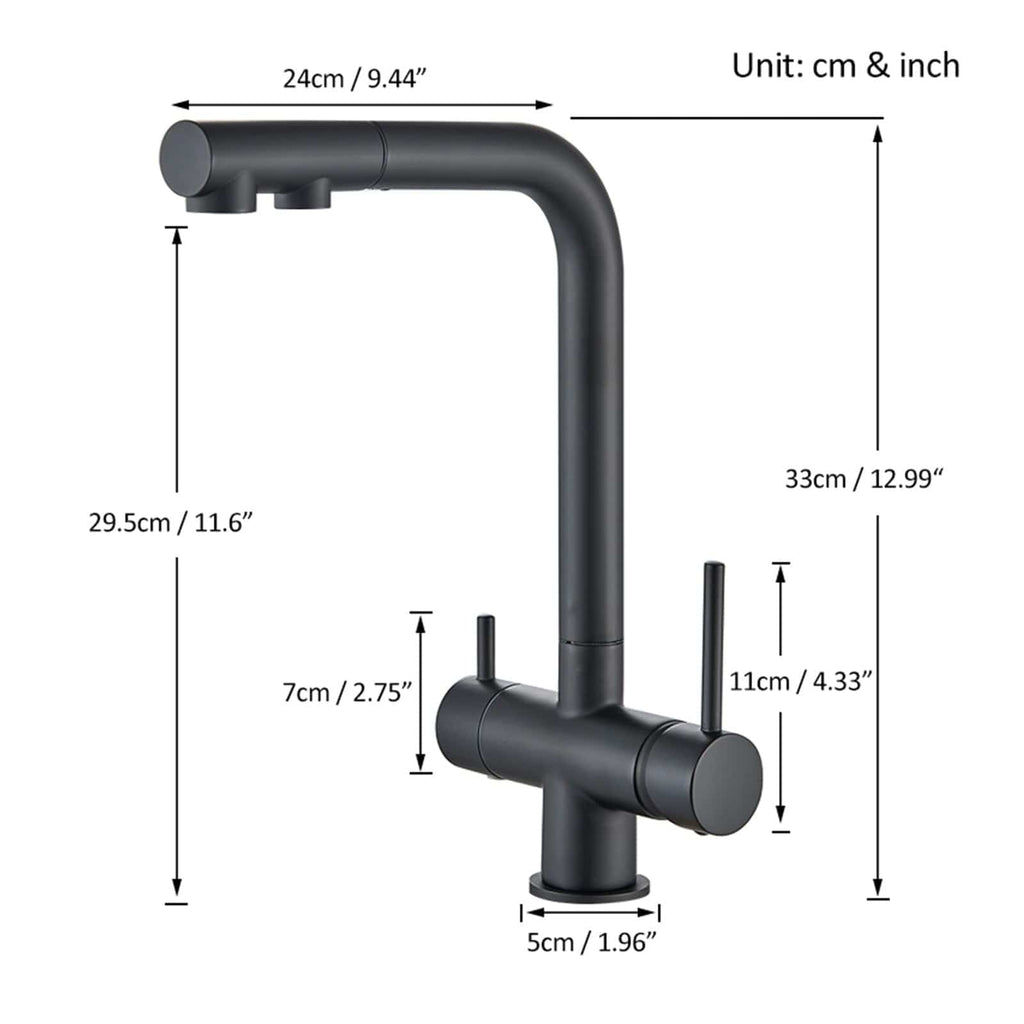 Robinet de cuisine avec douchette extractible noir mat