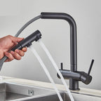 Robinet de cuisine avec douchette extractible noir mat