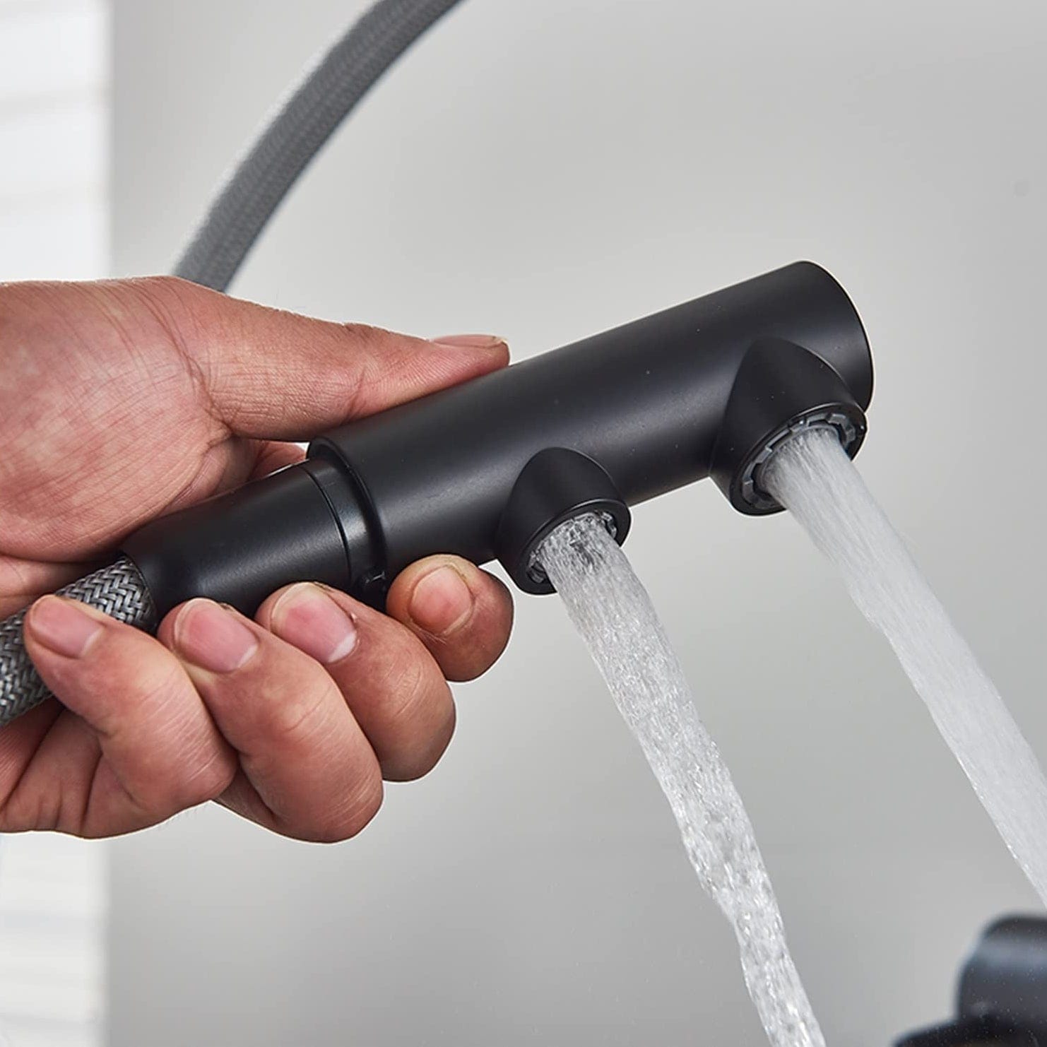 Robinet de cuisine avec douchette extractible noir mat