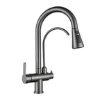 Robinet de cuisine avec douchette gris brossé