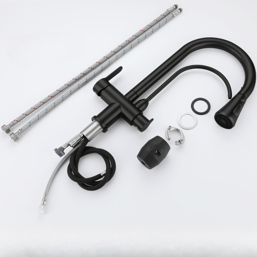 Robinet de cuisine avec douchette noir mat