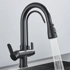 Robinet de cuisine avec douchette noir mat