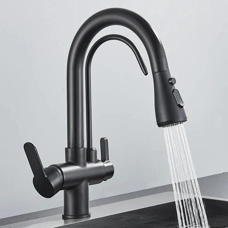 Robinet de cuisine avec douchette noir mat