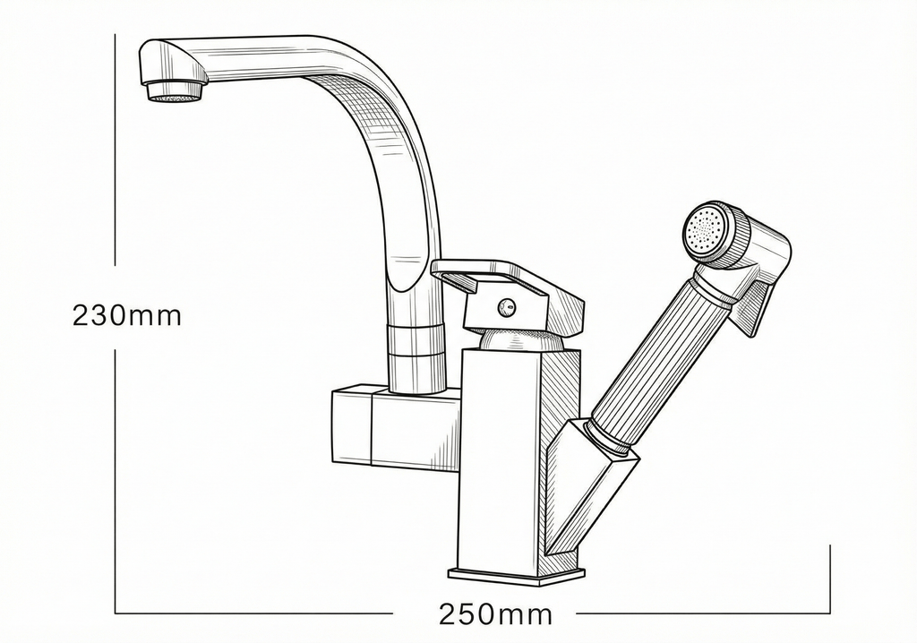 Robinet de cuisine mitigeur avec douchette chromé