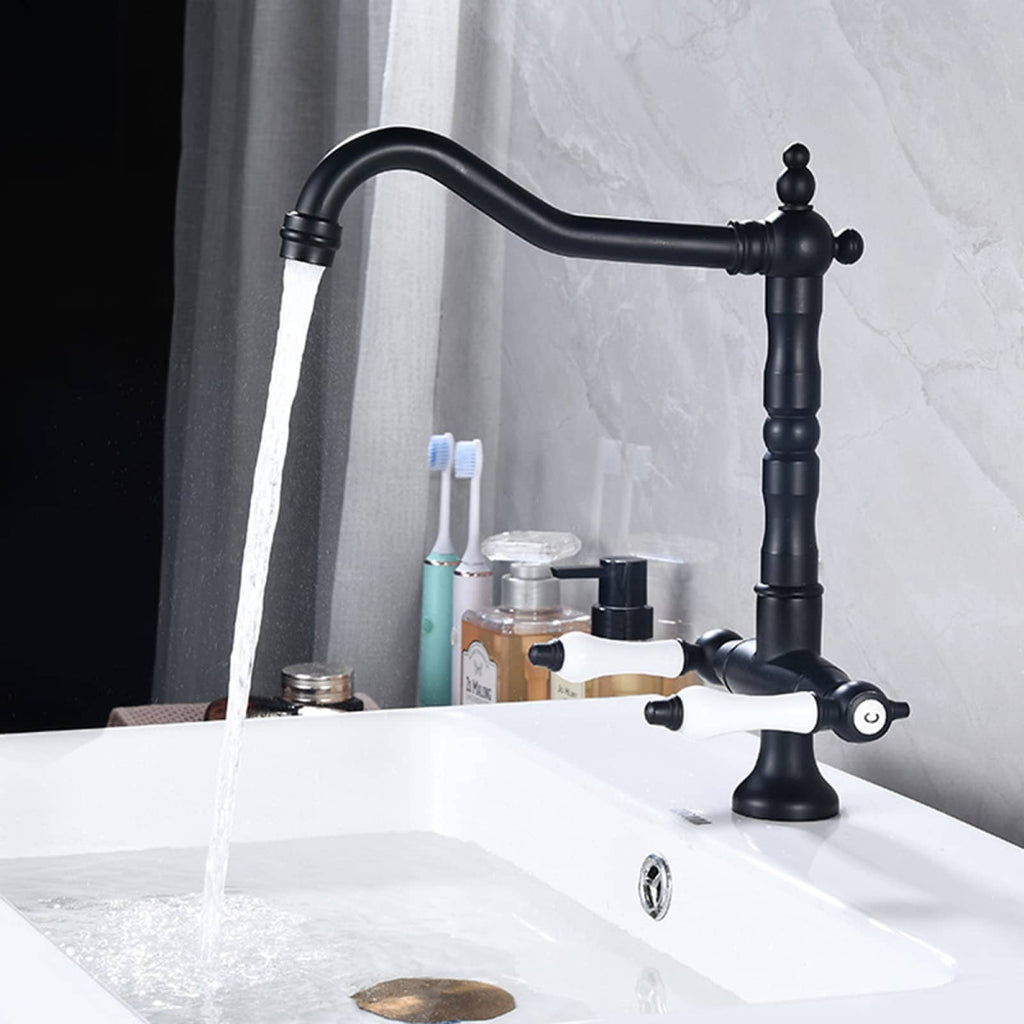 Robinet de salle de bain vintage noir mat