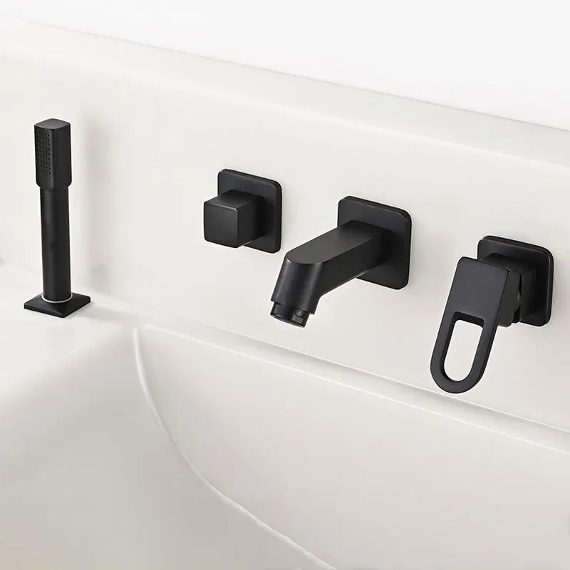 Robinet et douchette de lavabo noir mat