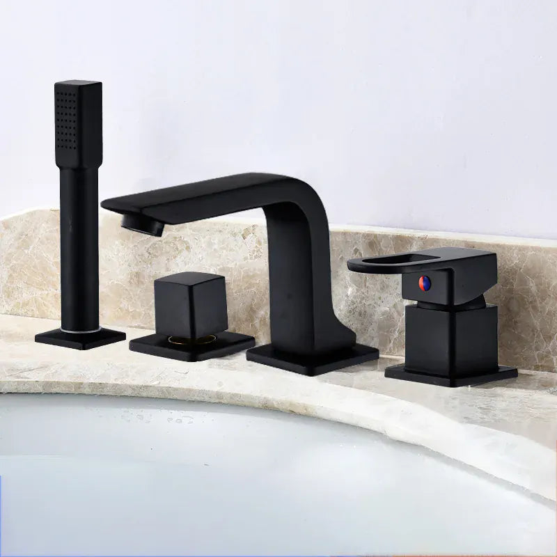 Robinet et douchette de lavabo noir mat