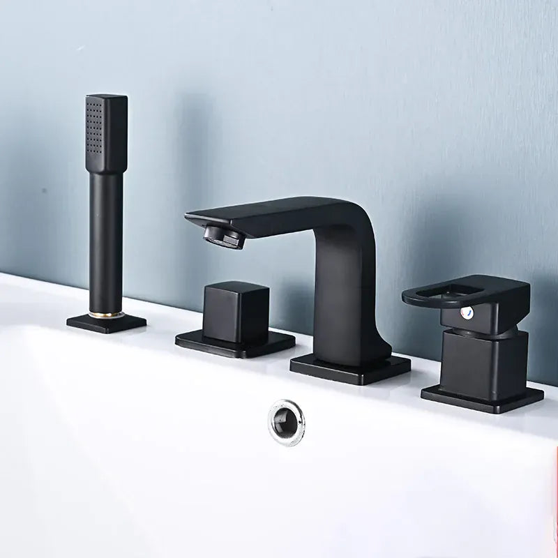 Robinet et douchette de lavabo noir mat