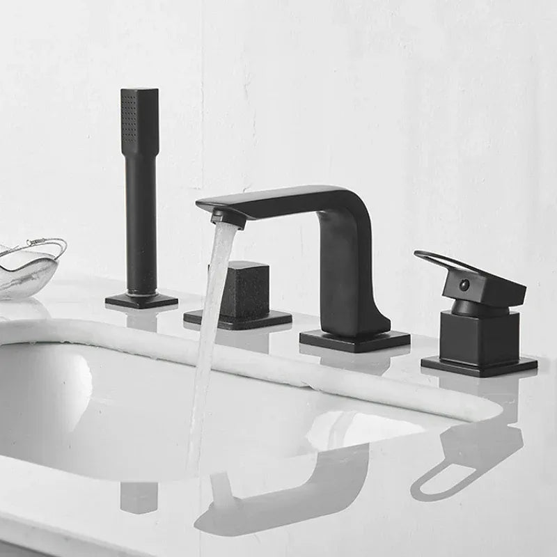 Robinet et douchette de lavabo noir mat