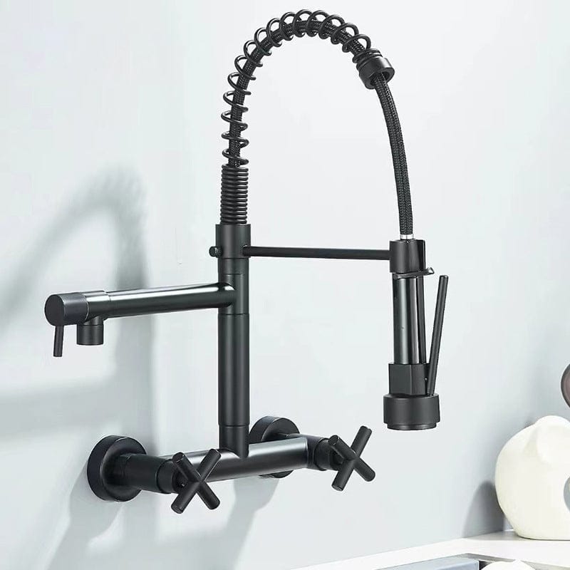 Robinet mural de cuisine noir mat