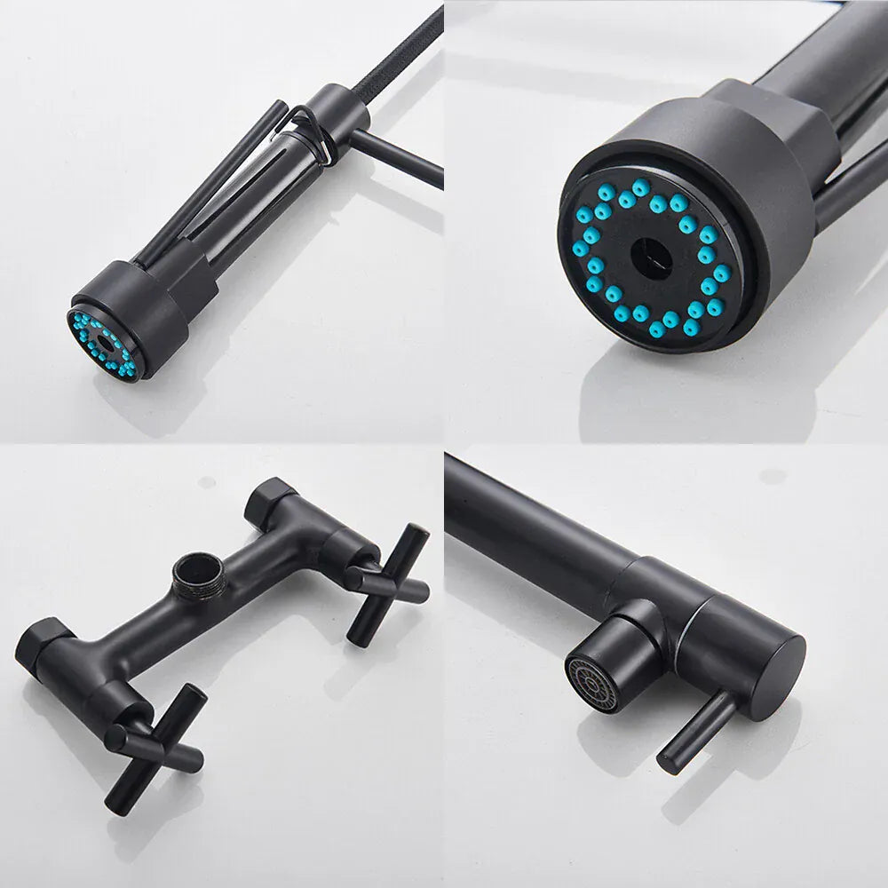 Robinet mural de cuisine noir mat