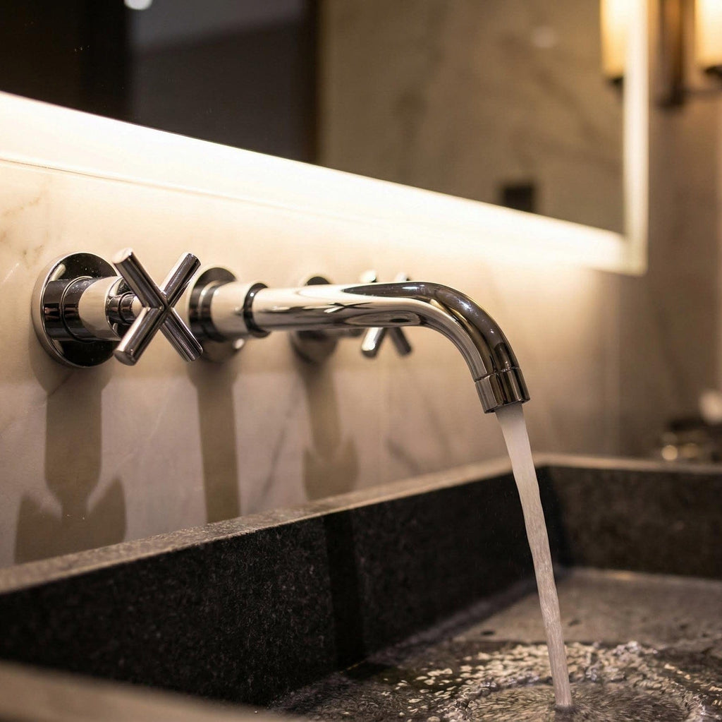 Robinet mural pour lavabo de salle de bain chromé