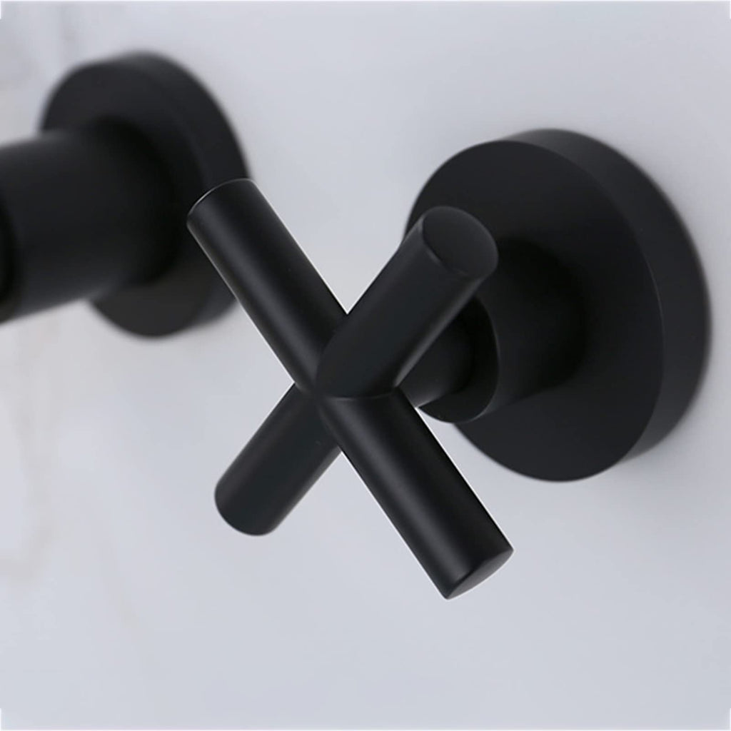 Robinet mural pour lavabo de salle de bain noir mat