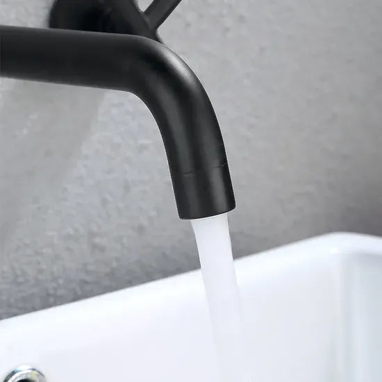 Robinet mural pour lavabo de salle de bain noir mat