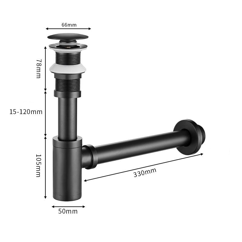 Siphon de lavabo noir mat