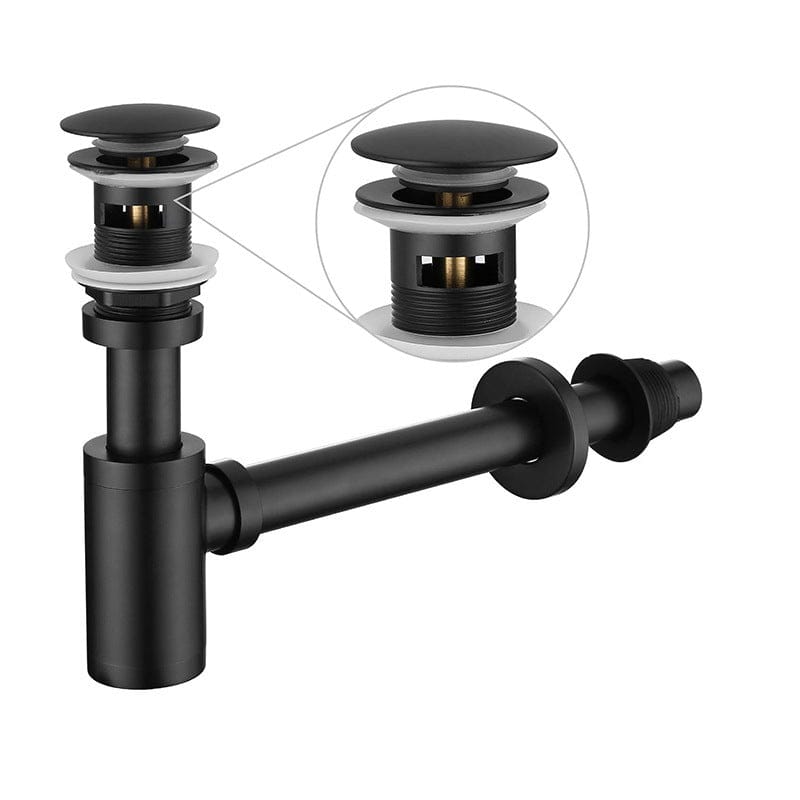 Siphon de lavabo noir mat